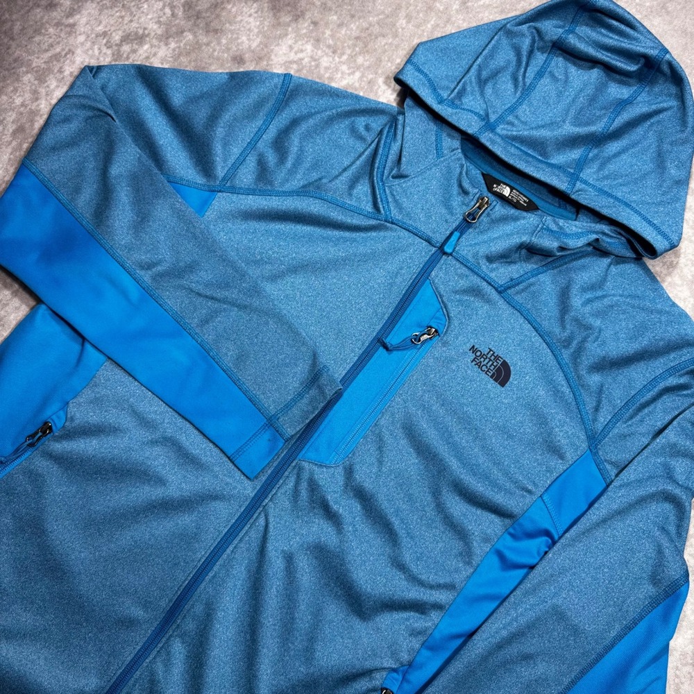The North Face Mens XL Blue Heathered Full Zip Hoodie Jacket Performance Layer